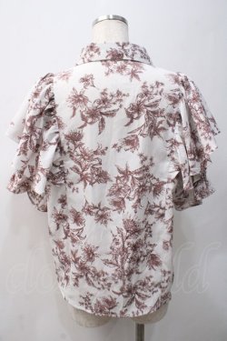 画像2: axes femme / タイ付トワルドジュイ風柄ブラウス  茶×白 Y-25-05-22-048-AX-BL-SZ-ZY