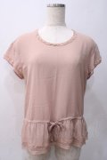 KANEKO ISAO / 半袖シフォントップス  ピンクベージュ Y-25-05-22-056-EL-TO-SZ-ZY