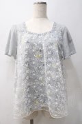 axes femme / 刺繍レース重エプロン風プルオーバー M グレー Y-25-05-22-058-AX-TO-SZ-ZY