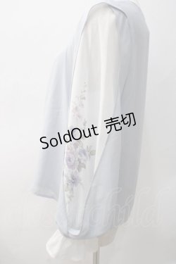 画像3: axes femme / 袖プリントブラウス M サックス Y-25-05-22-059-AX-BL-SZ-ZI