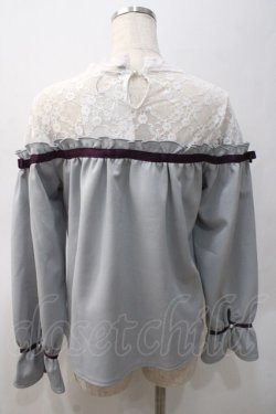 画像2: axes femme / レース切替レジメカットプルオーバー  グレー Y-25-05-22-061-AX-TO-SZ-ZY