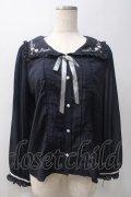 axes femme POETIQUE / 刺繍セーラー襟ブラウス M 紺 Y-25-05-22-066-AX-BL-SZ-ZY