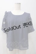 axes femme POETIQUE / 花モチーフシフォントップス  紺 Y-25-05-22-071-AX-TO-SZ-ZY