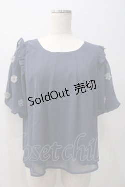 画像1: axes femme POETIQUE / 花モチーフシフォントップス  紺 Y-25-05-22-071-AX-TO-SZ-ZY