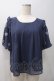 画像1: axes femme POETIQUE / 花モチーフシフォントップス  紺 Y-25-05-22-071-AX-TO-SZ-ZY (1)