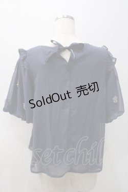画像2: axes femme POETIQUE / 花モチーフシフォントップス  紺 Y-25-05-22-071-AX-TO-SZ-ZY