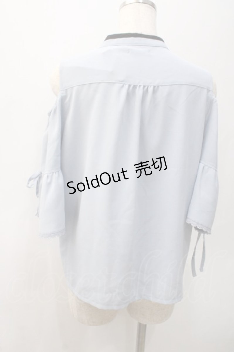 画像2: 【SALE】axes femme POETIQUE / アジアンデザイン肩あきブラウス M ブルー Y-25-05-22-078-AX-BL-SZ-ZH (2)