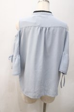画像2: 【SALE】axes femme POETIQUE / アジアンデザイン肩あきブラウス M ブルー Y-25-05-22-078-AX-BL-SZ-ZH (2)