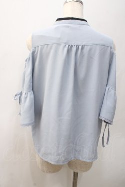 画像2: axes femme POETIQUE / アジアンデザイン肩あきブラウス M ブルー Y-25-05-22-078-AX-BL-SZ-ZY