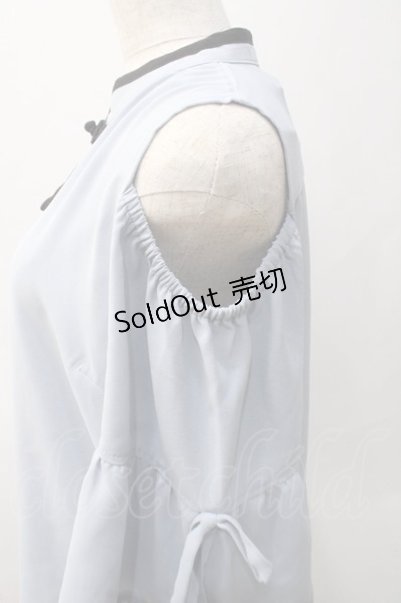 画像3: 【SALE】axes femme POETIQUE / アジアンデザイン肩あきブラウス M ブルー Y-25-05-22-078-AX-BL-SZ-ZH (3)