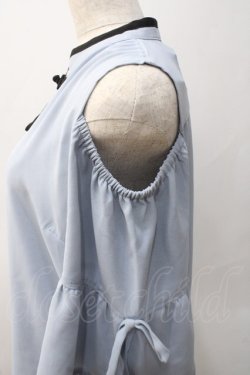 画像3: axes femme POETIQUE / アジアンデザイン肩あきブラウス M ブルー Y-25-05-22-078-AX-BL-SZ-ZY