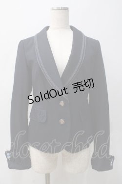 画像1: axes femme / カフス付きショールカラージャケット M 紺 Y-25-05-22-080-AX-JA-SZ-ZI