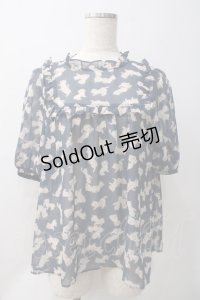 Franche Lippee / 猫プリントシャツ  紺 Y-25-05-22-098-LO-TO-SZ-ZY