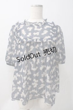 画像1: Franche Lippee / 猫プリントシャツ  紺 Y-25-05-22-098-LO-TO-SZ-ZY