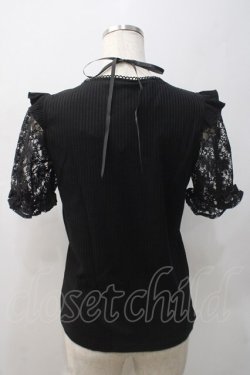 画像2: Secret Honey / ローズ刺繍レースアップ半袖トップス 2 黒 Y-25-05-22-100-CA-TO-SZ-ZY
