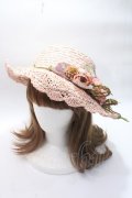 axes femme / フラワー雑材ハット  ピンク Y-25-05-22-013-AX-AC-SZ-ZY