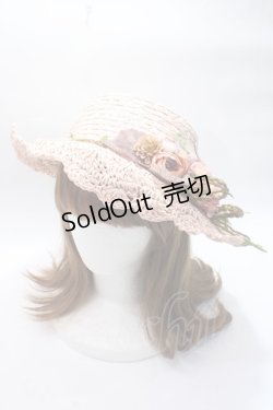 画像1: axes femme / フラワー雑材ハット  ピンク Y-25-05-22-013-AX-AC-SZ-ZY