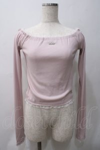 lilLilly / オフショルレースフーディトップス F ピンク Y-25-05-22-106-LO-TO-SZ-ZY
