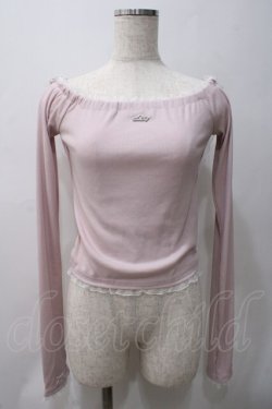 画像1: lilLilly / オフショルレースフーディトップス F ピンク Y-25-05-22-106-LO-TO-SZ-ZY