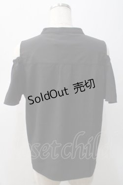 画像2: axes femme POETIQUE / ダークマリン肩開き刺繍ブラウス  黒 Y-25-05-22-110-AX-BL-SZ-ZY