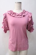 axes femme kawaii / フリルリボン半袖カットプル M ピンク Y-25-05-22-111-AX-TO-SZ-ZY