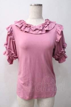 画像1: axes femme kawaii / フリルリボン半袖カットプル M ピンク Y-25-05-22-111-AX-TO-SZ-ZY