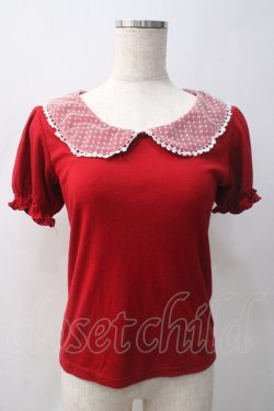画像1: Ank Rouge / パフスリーブカットソー M 赤 Y-25-05-22-112-CA-TO-SZ-ZY
