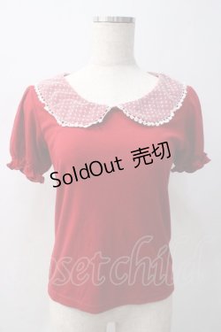 画像1: Ank Rouge / パフスリーブカットソー M 赤 Y-25-05-22-112-CA-TO-SZ-ZY