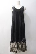 Franche Lippee / 裾チェックワンピース  黒 Y-25-05-22-128-LO-OP-SZ-ZY