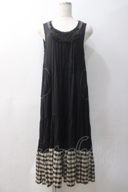 画像1: Franche Lippee / 裾チェックワンピース  黒 Y-25-05-22-128-LO-OP-SZ-ZY