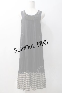 画像1: Franche Lippee / 裾チェックワンピース  黒 Y-25-05-22-128-LO-OP-SZ-ZY