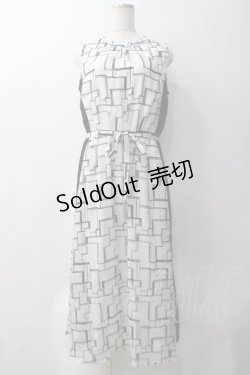 画像1: axes femme / 幾何学柄ワンピース F 白 Y-25-05-22-136-AX-OP-SZ-ZY