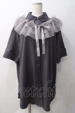 画像1: axes femme / チュールフリルカラー付きシャツ  グレー Y-25-05-22-137-AX-BL-SZ-ZY