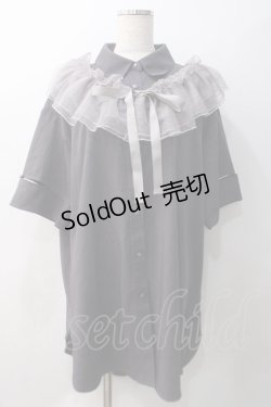 画像1: axes femme / チュールフリルカラー付きシャツ  グレー Y-25-05-22-137-AX-BL-SZ-ZY