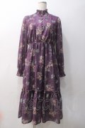 axes femme / 花柄ティアードワンピース  パープル Y-25-05-22-138-AX-OP-SZ-ZY