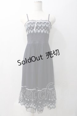 画像1: axes femme / お花チュール使いワンピース M 紺 Y-25-05-22-140-AX-OP-SZ-ZY