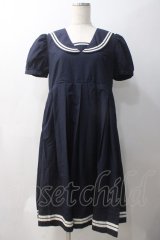 LIEF / Aラインセーラーワンピース  紺 Y-25-05-22-148-LO-OP-SZ-ZY