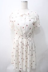 Ank Rouge / VintageRoseプリーツシフォンワンピース M アイボリー Y-25-05-22-181-CA-OP-SZ-ZY
