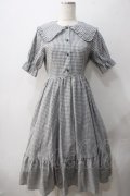 m petit by misako / AM*ギンガムCHKワンピース S 中灰 Y-25-05-22-185-LO-OP-SZ-ZY