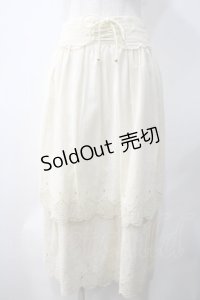 axes femme / 裾刺繍ティアードスカート M キナリ Y-25-05-22-198-AX-SK-SZ-ZI