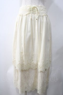 画像1: axes femme / 裾刺繍ティアードスカート M キナリ Y-25-05-22-198-AX-SK-SZ-ZY