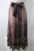 axes femme / グラデチュール刺繍スカート M ワイン Y-25-05-22-199-AX-SK-SZ-ZY