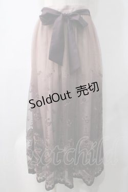 画像1: axes femme / グラデチュール刺繍スカート M ワイン Y-25-05-22-199-AX-SK-SZ-ZI