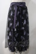 axes femme / 紫陽花プリントレーススカート F 黒 Y-25-05-22-201-AX-SK-SZ-ZY