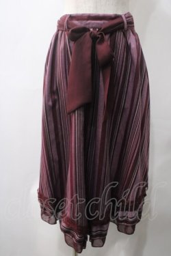 画像1: axes femme POETIQUE / ストライプ柄イレヘムスカート  ワイン Y-25-05-22-205-AX-SK-SZ-ZY