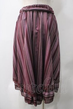 画像2: axes femme POETIQUE / ストライプ柄イレヘムスカート  ワイン Y-25-05-22-205-AX-SK-SZ-ZY