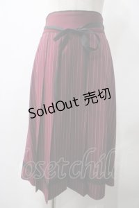 axes femme / ストライププリーツミディスカート F ワイン Y-25-05-22-206-AX-SK-SZ-ZI
