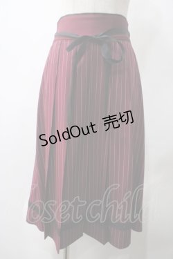 画像1: axes femme / ストライププリーツミディスカート F ワイン Y-25-05-22-206-AX-SK-SZ-ZI