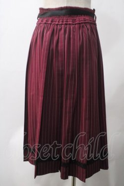 画像2: axes femme / ストライププリーツミディスカート F ワイン Y-25-05-22-206-AX-SK-SZ-ZY