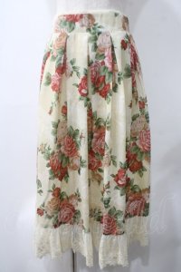 axes femme / ラフィネローズ柄タックスカート F イエロー Y-25-05-22-207-AX-SK-SZ-ZI